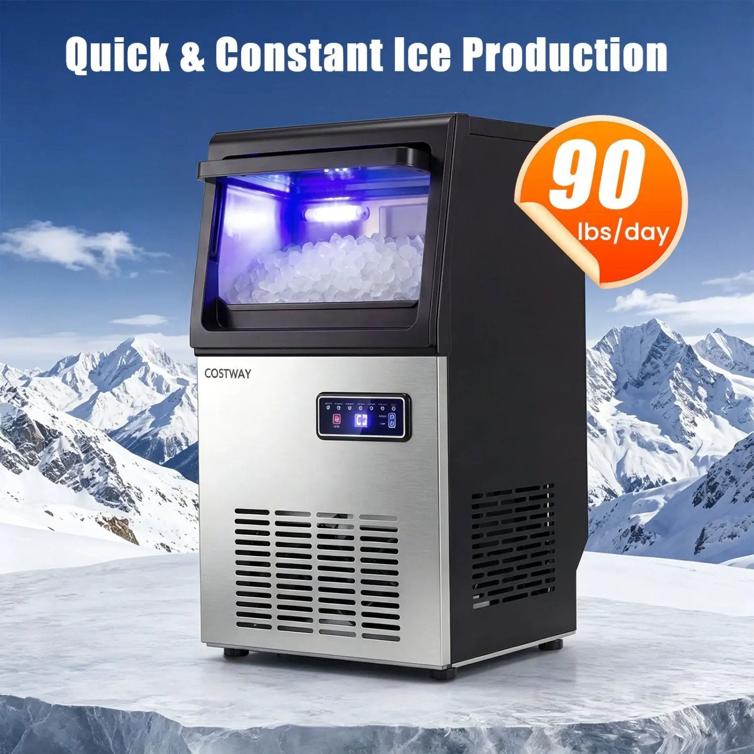 90 LBS/24H Commercial Nugget Ice Maker with Self by DirectDeals