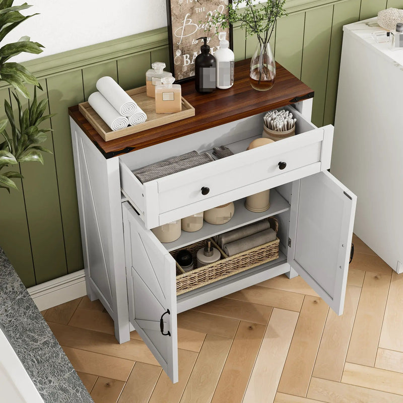 Farmhouse Storage Cabinet With Drawer And Adjustable Shelf by Unique Piece Furniture