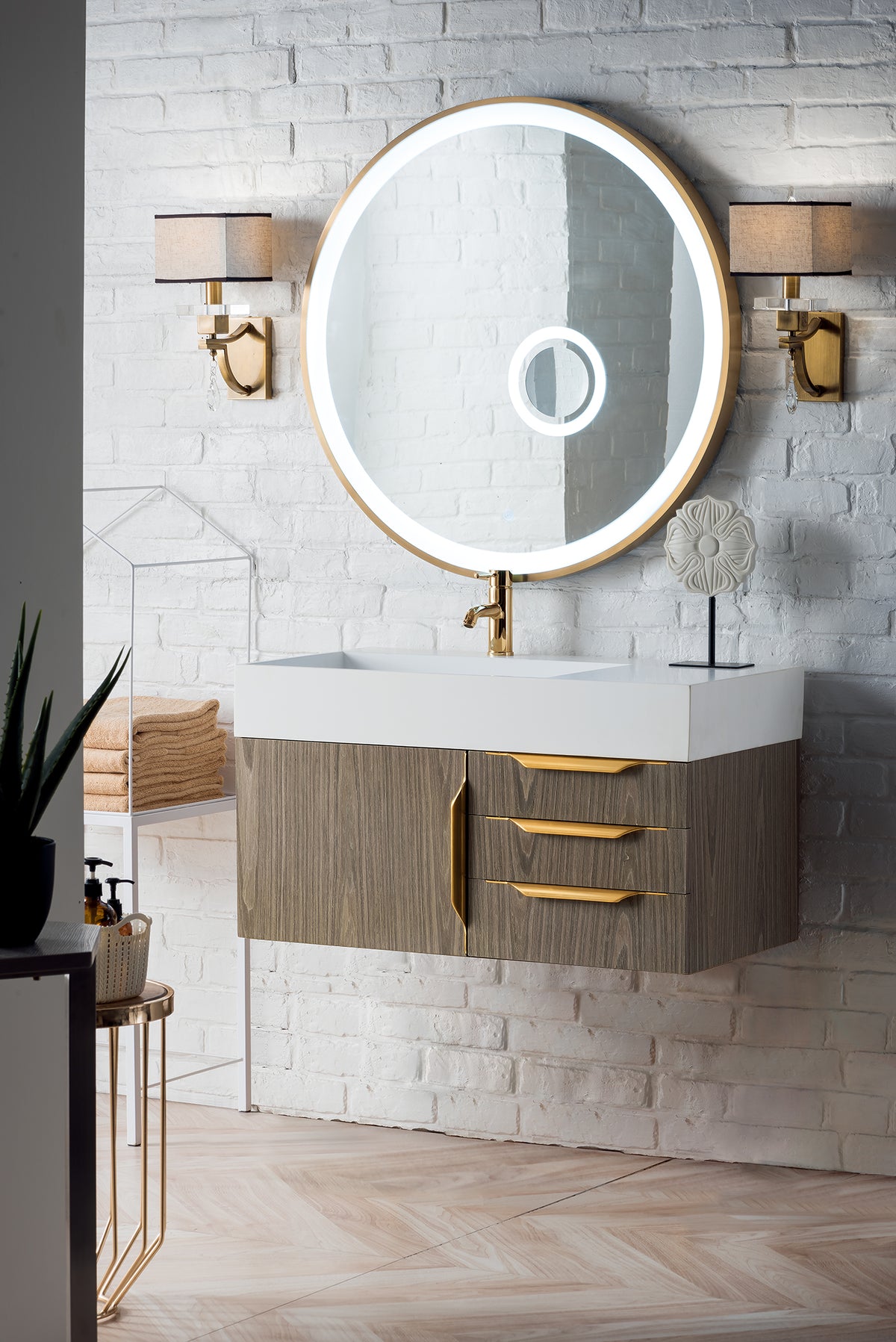 James Martin Columbia 36" Floating Single Bathroom Vanity, Ash Gray, view 8