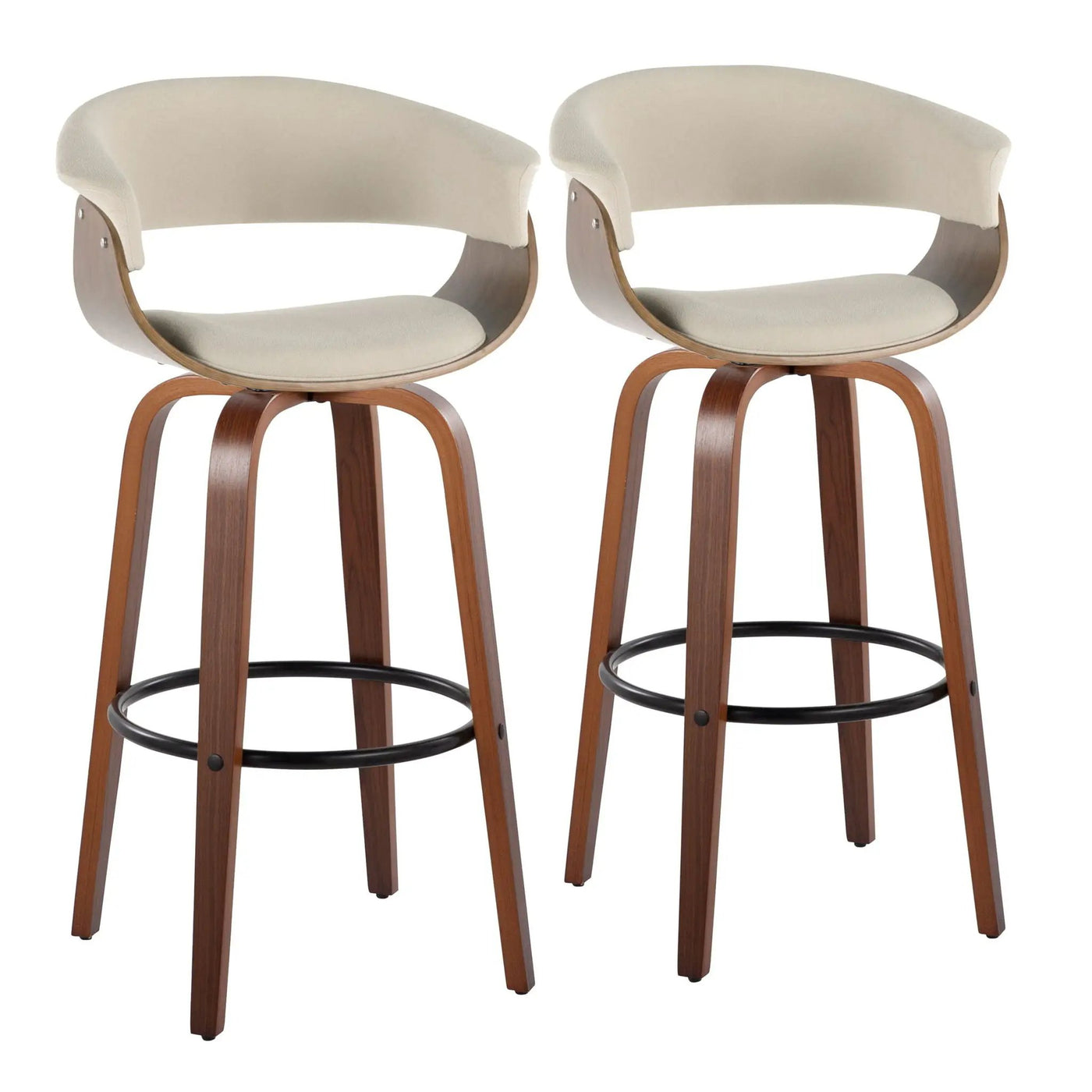 Vintage Mod - Mid Century Modern Fixed Height Barstool With Swivel & Round Footrest (Set of 2) by HouseOfZazla