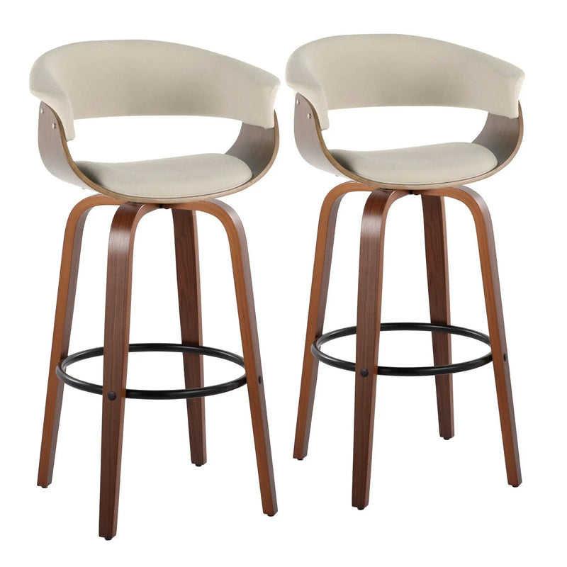 Vintage Mod - Mid Century Modern Fixed Height Barstool With Swivel & Round Footrest (Set of 2) by Unique Piece Furniture