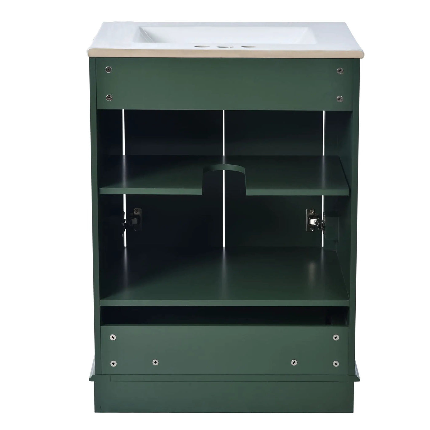 Bathroom Vanity With Ceramic Sink Combo, Modern Freestanding Storage Cabinet With Silver Handles by HouseOfZazla