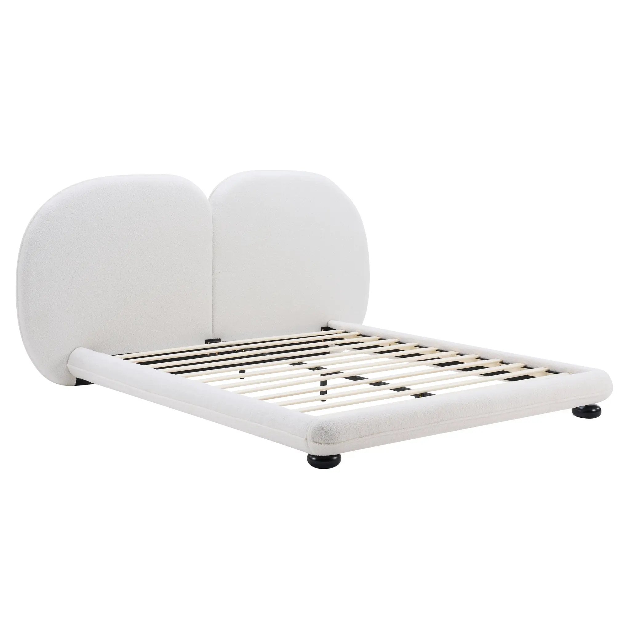 Extra Thick Upholstered Platform Bed Frame with Luxury Split Headboard by HouseOfZazla