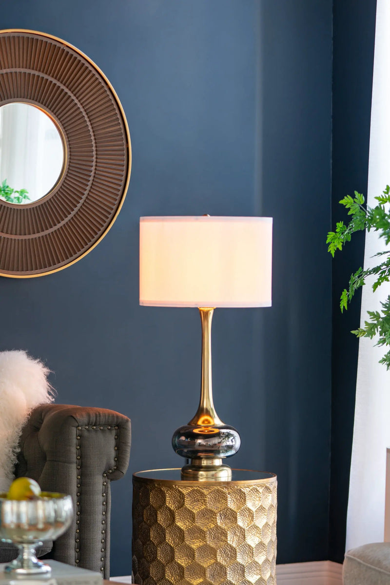 D15x29 Table Lamp with Glass Drum Shade by HouseOfZazla