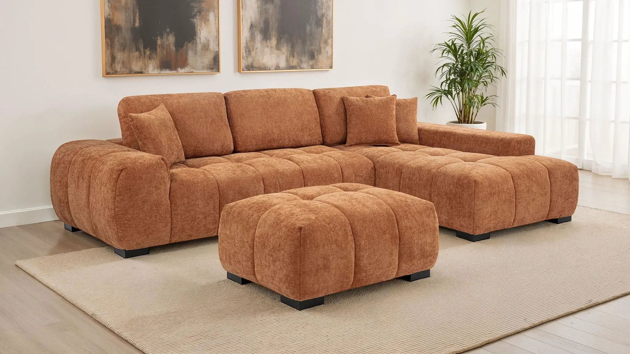 Octavia Upholstered Rectangular Ottoman Orange by Unique Piece Furniture