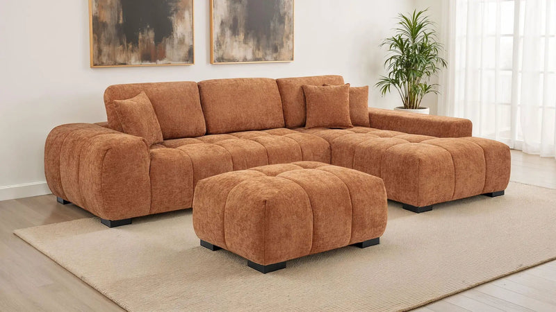 Octavia Upholstered Rectangular Ottoman Orange by Unique Piece Furniture