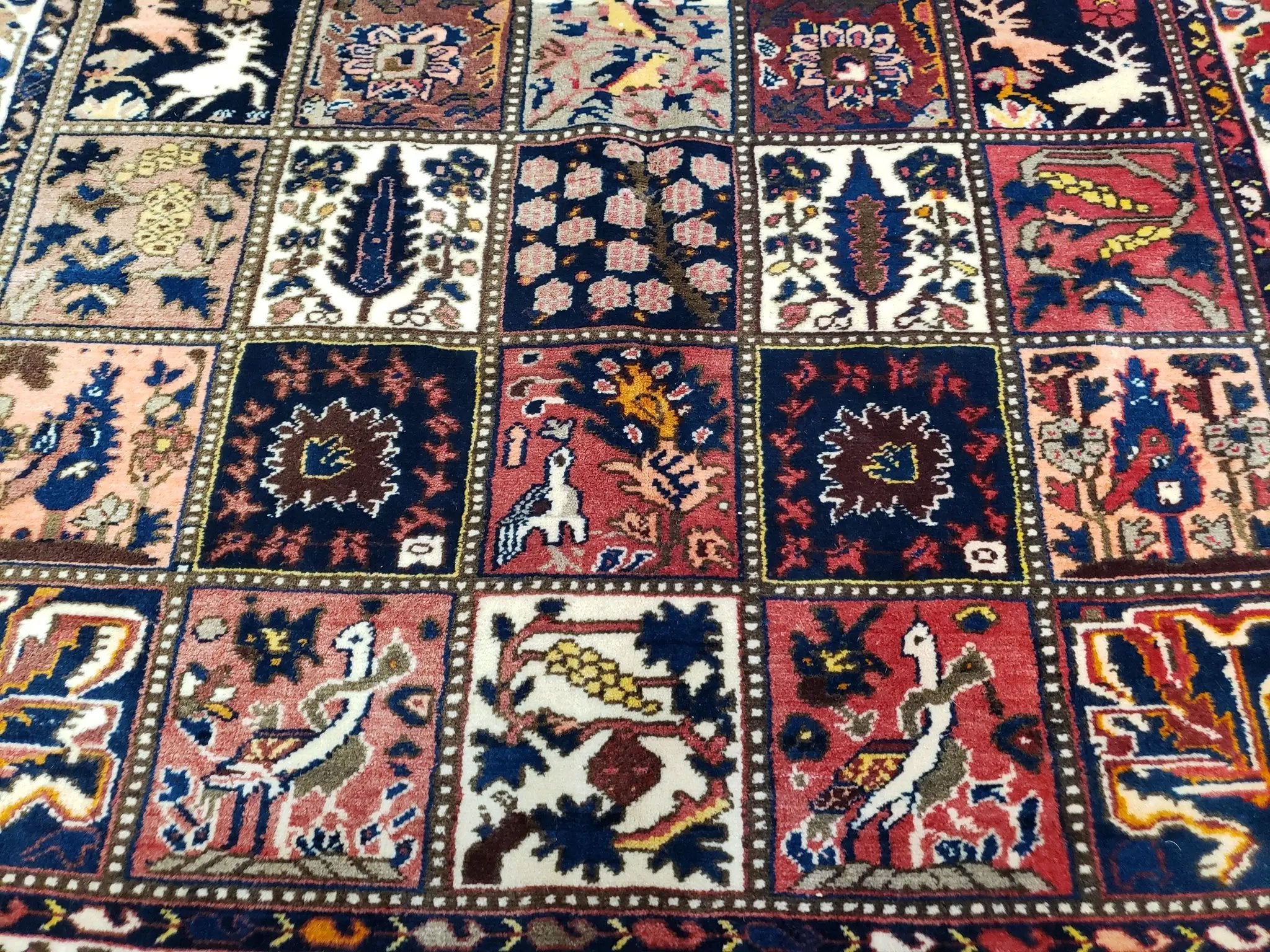 Antique Persian Bakhtiari Rug circa 1920s, Kheshti Panel Design, Wool, Hand-Knotted, 5'3" x 10' by Jewel Rugs