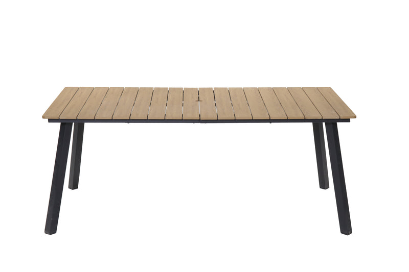 Outdoor Folding Dining Table for 4-6 with Steel Frame and Umbrella Hole by HouseOfZazla