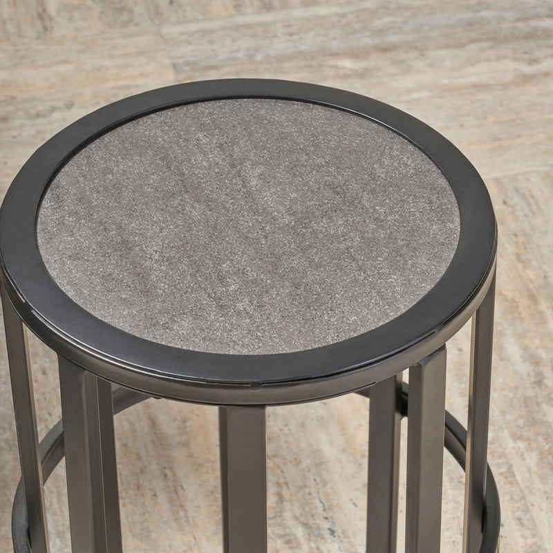 Outdoor Powder Coated Side Table - Gray by HouseOfZazla