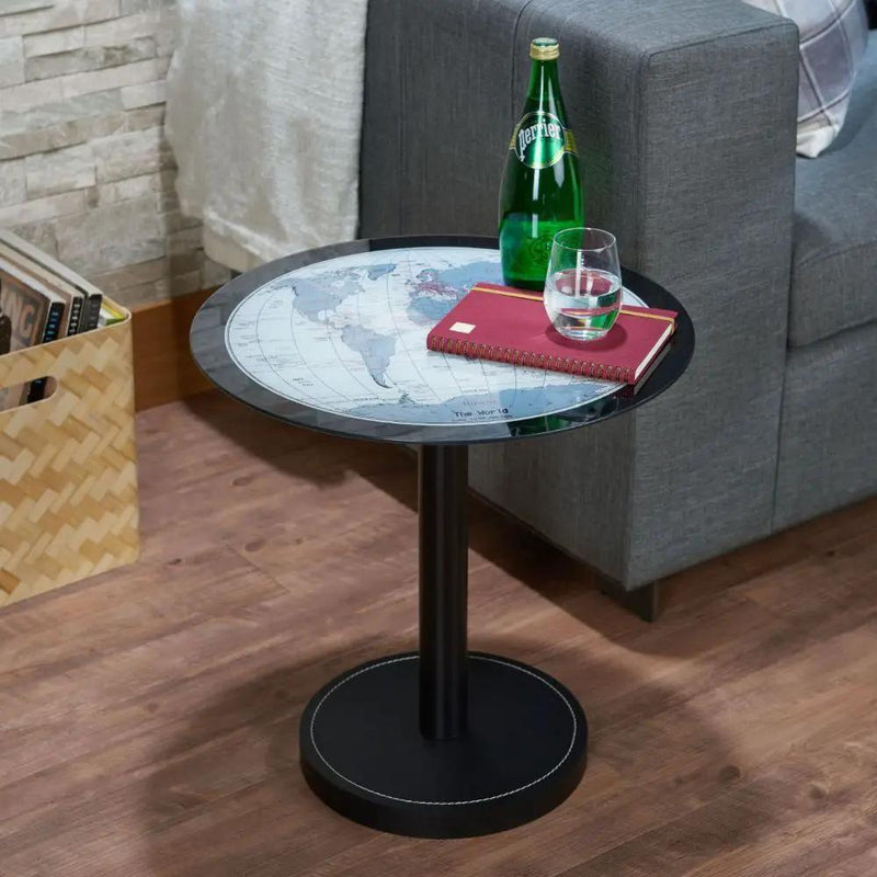 Boli - End Table - Black & Map Glass by Unique Piece Furniture