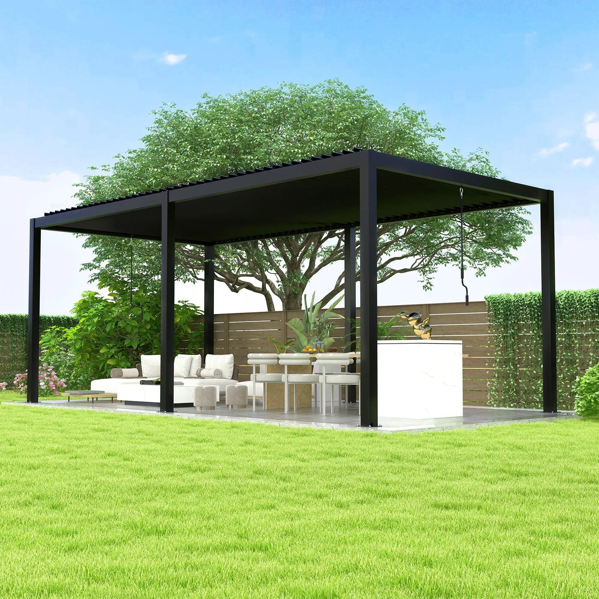 Louver Pergola Steel Louvers & Frame - Black by HouseOfZazla