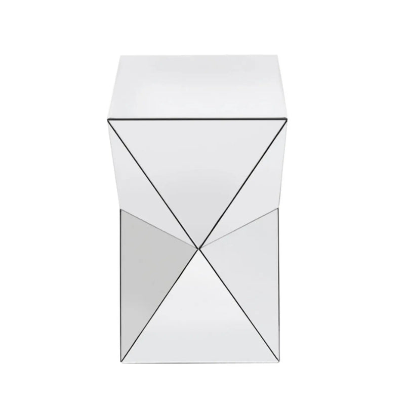 Silver Mirrored Geometric Side Table by HouseOfZazla