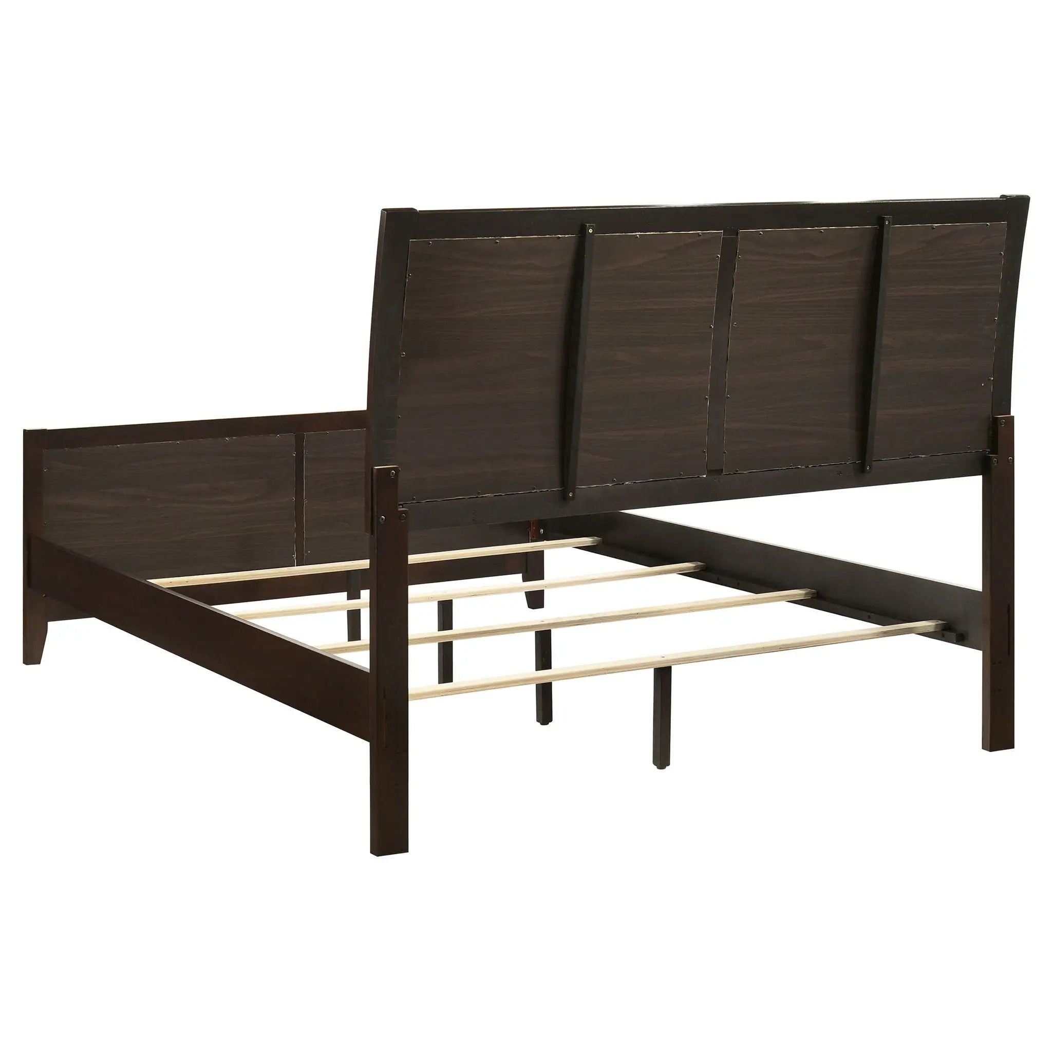 Queen Panel Bed With Upholstered Headboard And Footboard - Brown