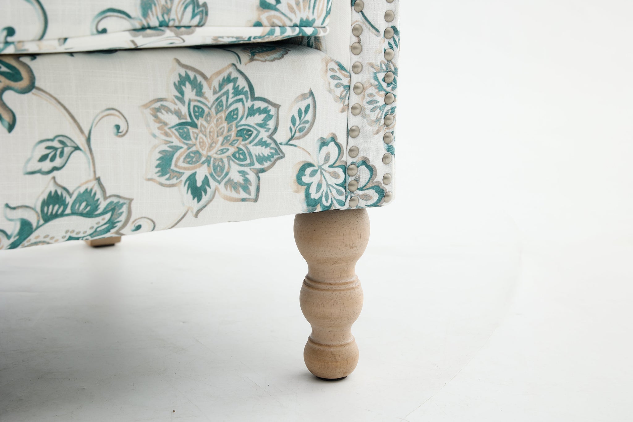 Modern Accent Chair with Retro Wood Legs and Floral Design by HouseOfZazla