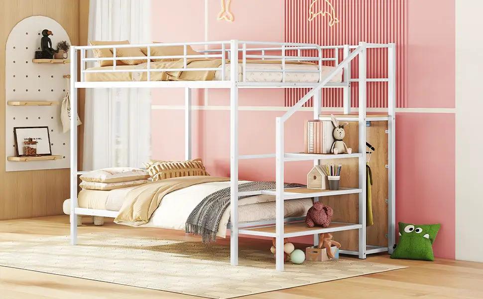 Bunk Bed With Lateral Storage Ladder And Wardrobe by HouseOfZazla