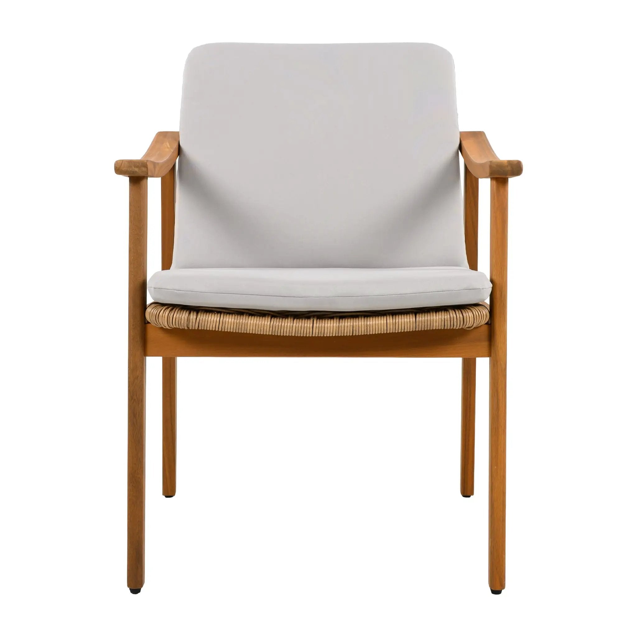 Outdoor Dining Chairs Set of 2, Teak Color Acacia Wood Frame by HouseOfZazla