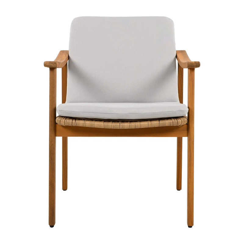 Outdoor Dining Chairs Set of 2, Teak Color Acacia Wood Frame by HouseOfZazla