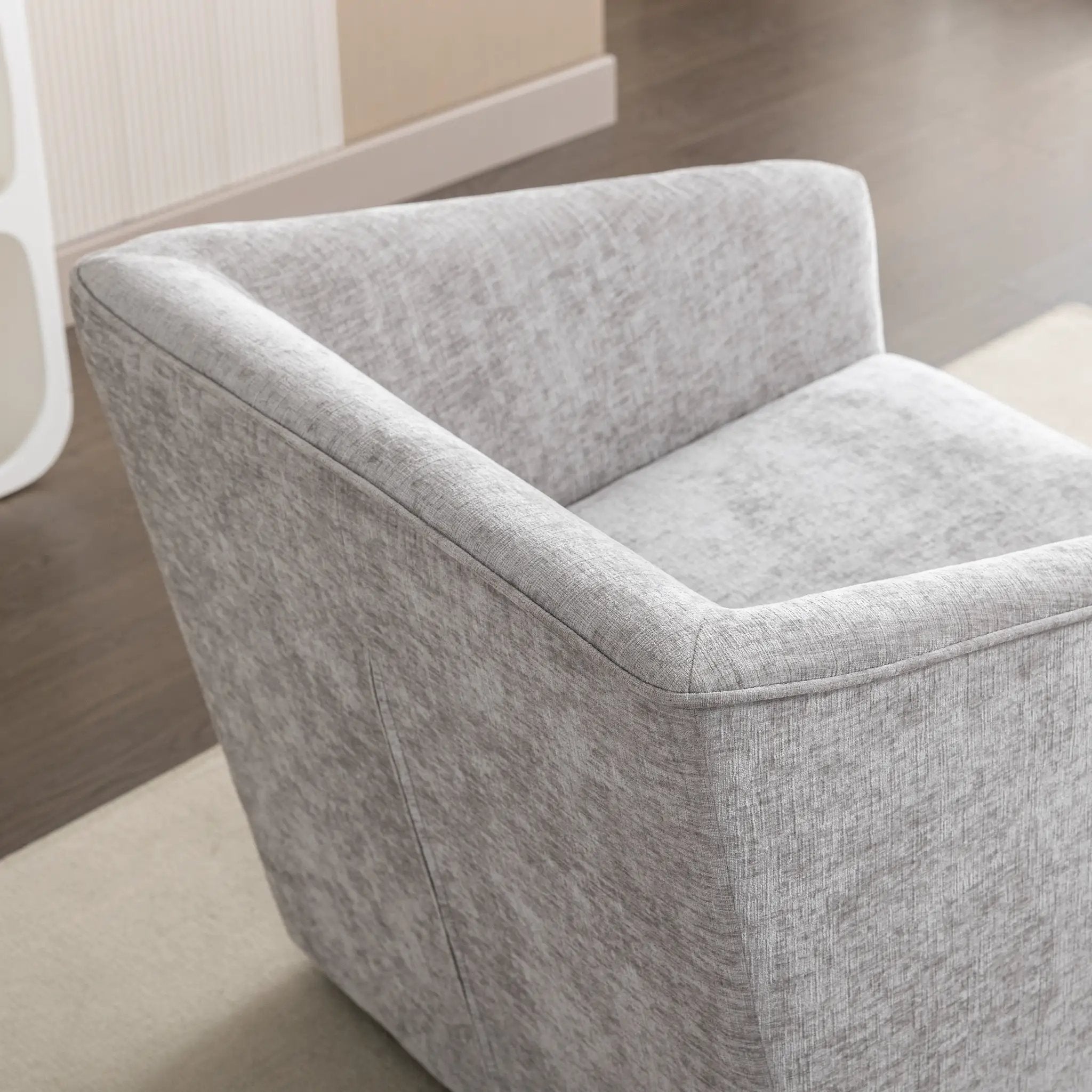 Nice Modern Upholstered Barrel Armchair, 360° Swivel by HouseOfZazla