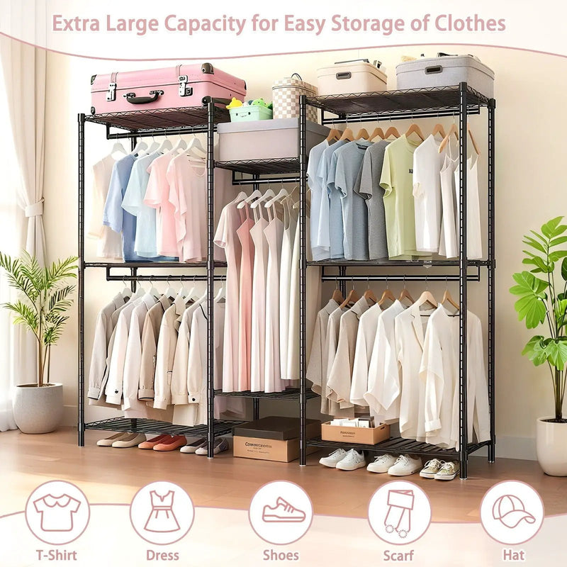 Heavy Duty Garment Rack With 8 Adjustable Wire Shelves And 5 Clothes Rails by HouseOfZazla