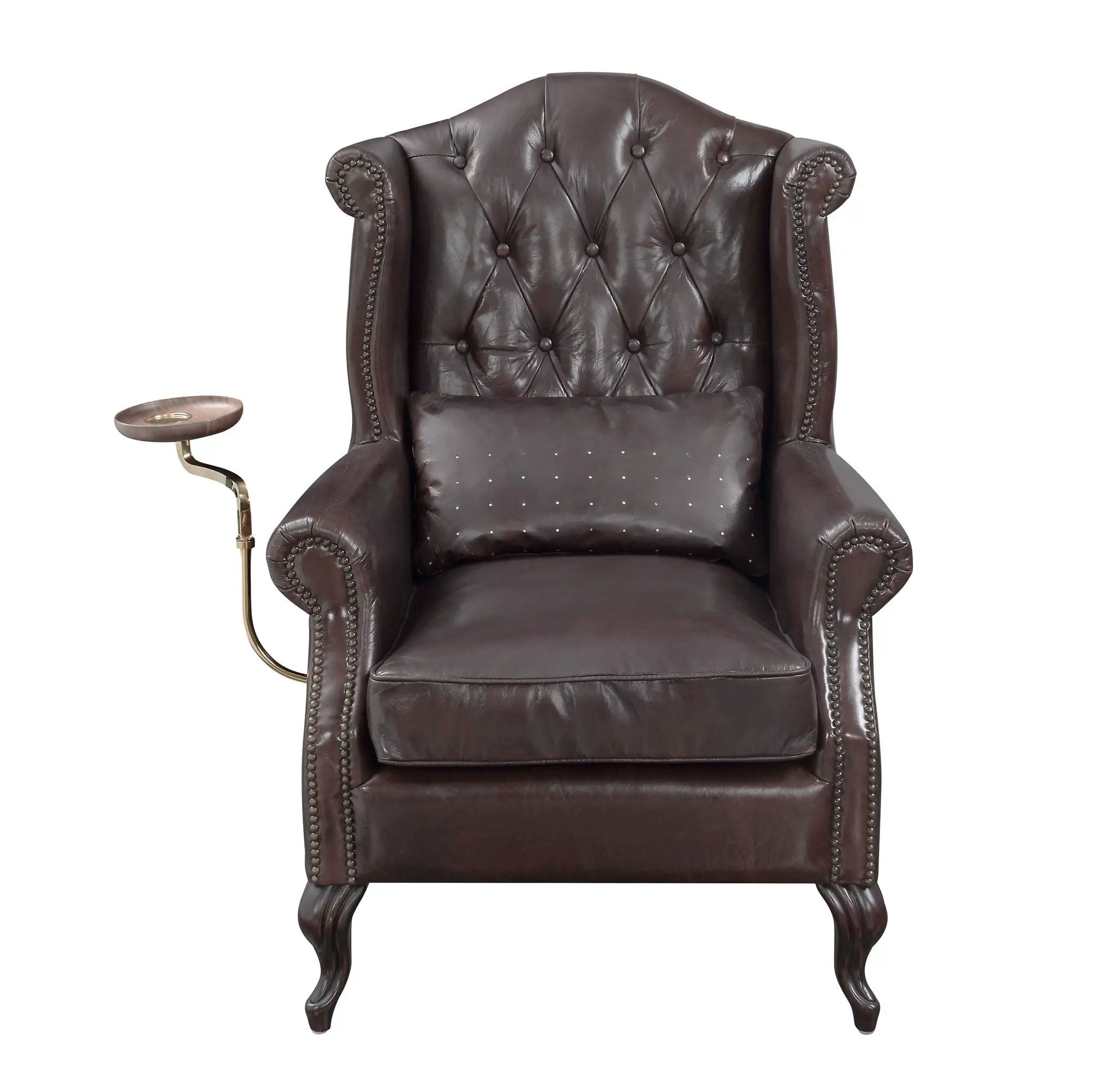 Pino - Vintage Top Grain Leather Accent Chair With 1 Toss Pillow - Brown by Unique Piece Furniture