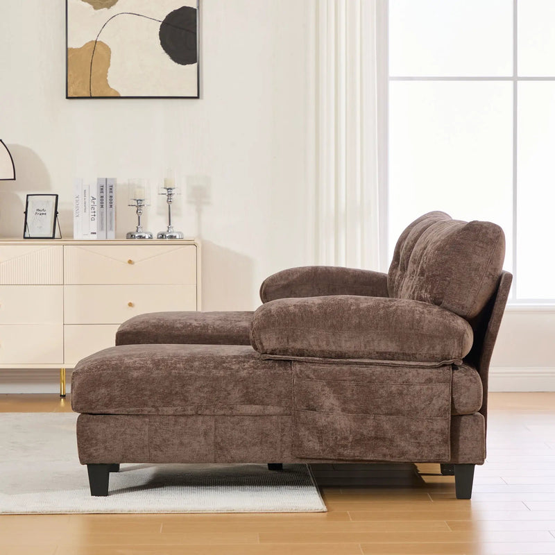 U-Shaped Sectional Sofa 103.5" Fabric Couch With Dual Chaise Lounges, Storage Pockets, Armrest Pillows by Unique Piece Furniture