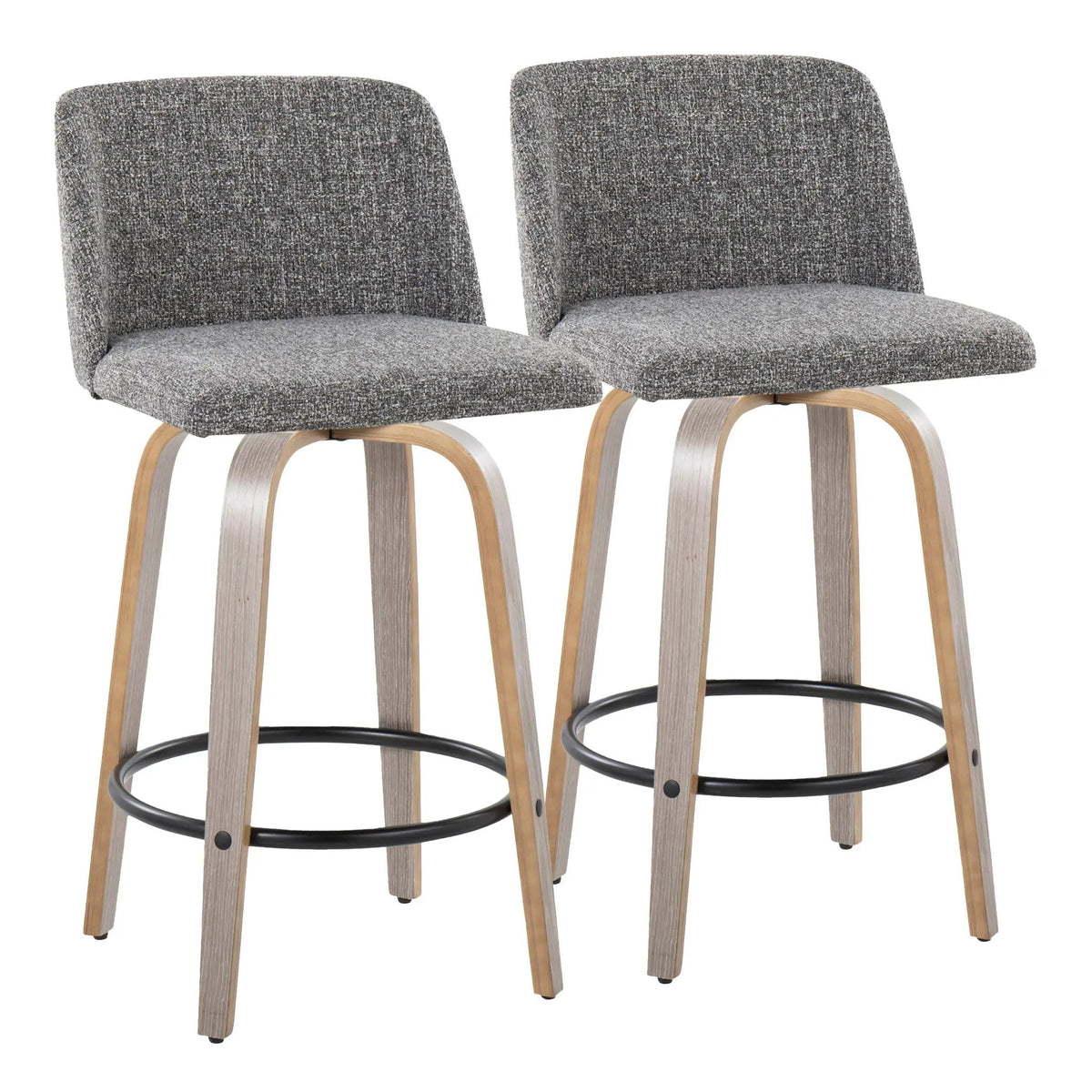 Toriano - Contemporary Fixed Height Counter Stool With Swivel & Round Footrest (Set of 2) by HouseOfZazla