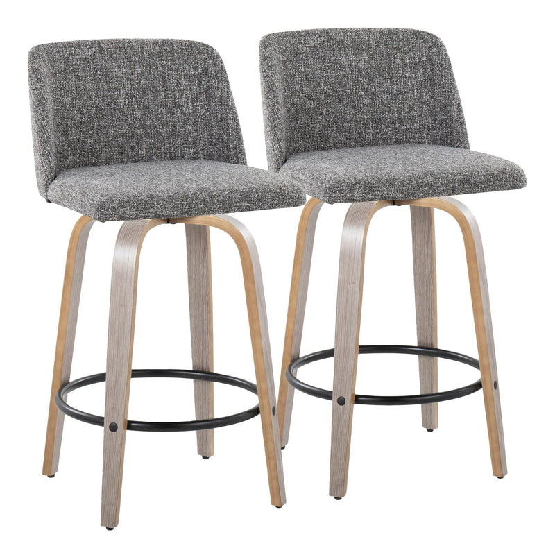 Toriano - Contemporary Fixed Height Counter Stool With Swivel & Round Footrest (Set of 2) by Unique Piece Furniture