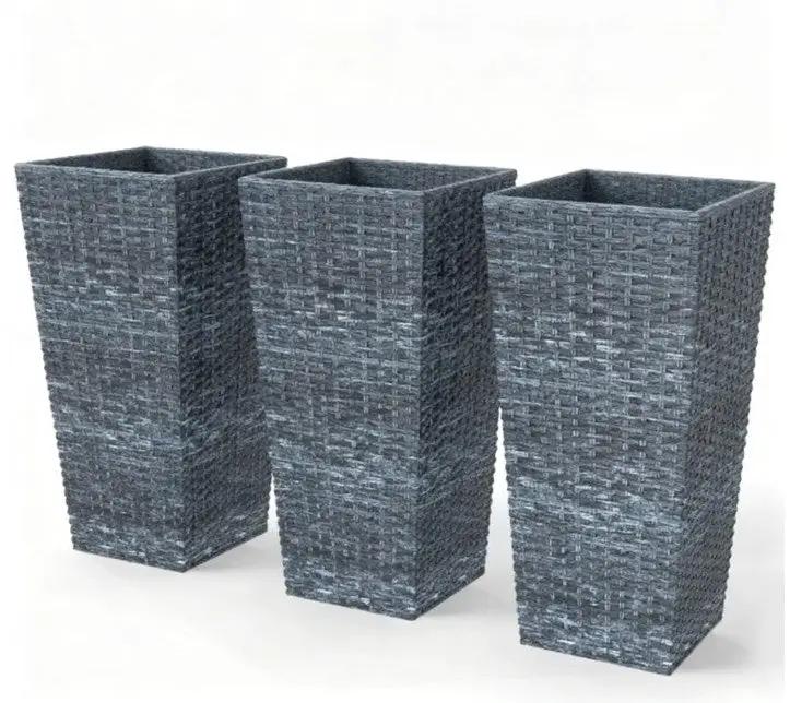 Taper Planters Set of 3 with Drainage Holes for Indoor and Outdoor Use by HouseOfZazla