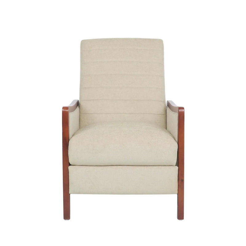 Mid Century Modern Fabric Channel Stitch Wood Pushback Recliner by Unique Piece Furniture