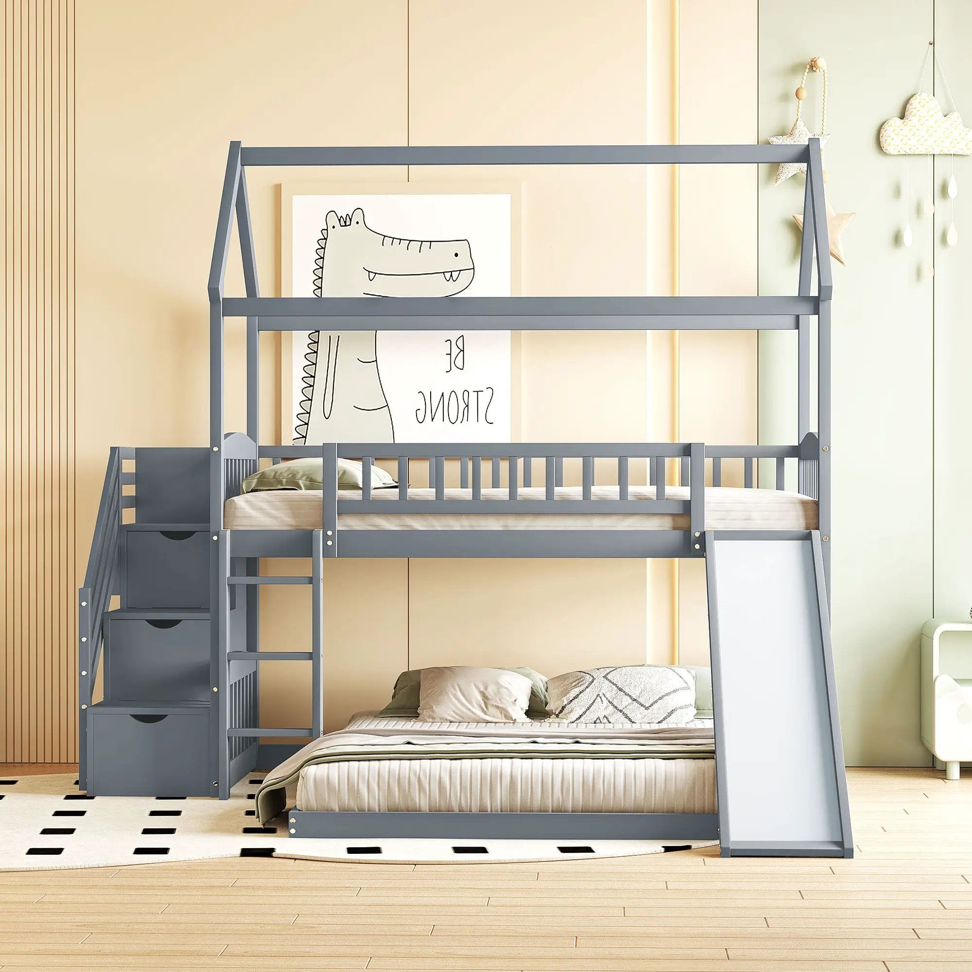 House Bunk Bed With Slide by HouseOfZazla