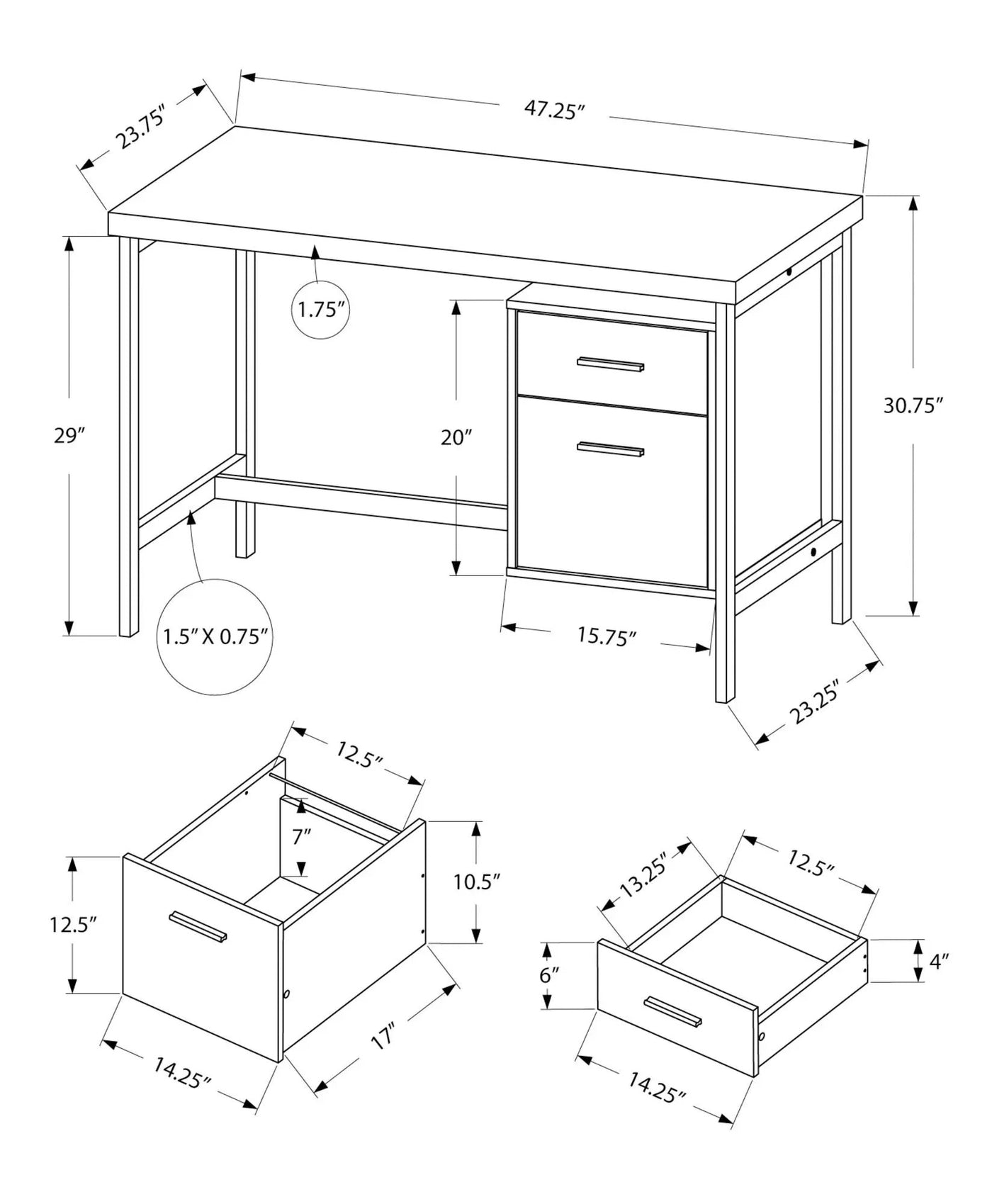 Computer Desk For Home Office, Left or Right Setup, With Storage Drawers by HouseOfZazla
