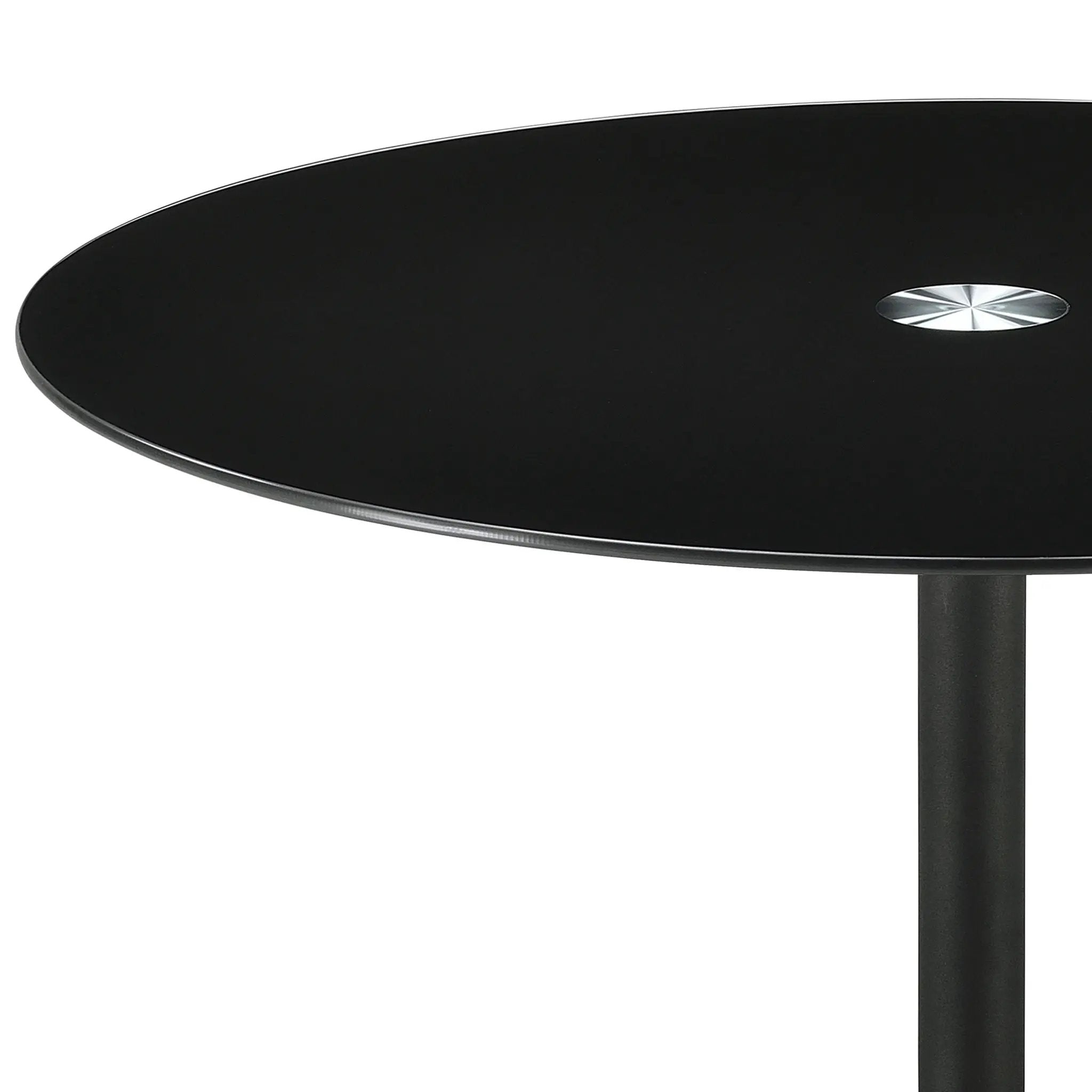 Ganso Round Metal Coffee Table With Tempered Glass Top Black by Unique Piece Furniture