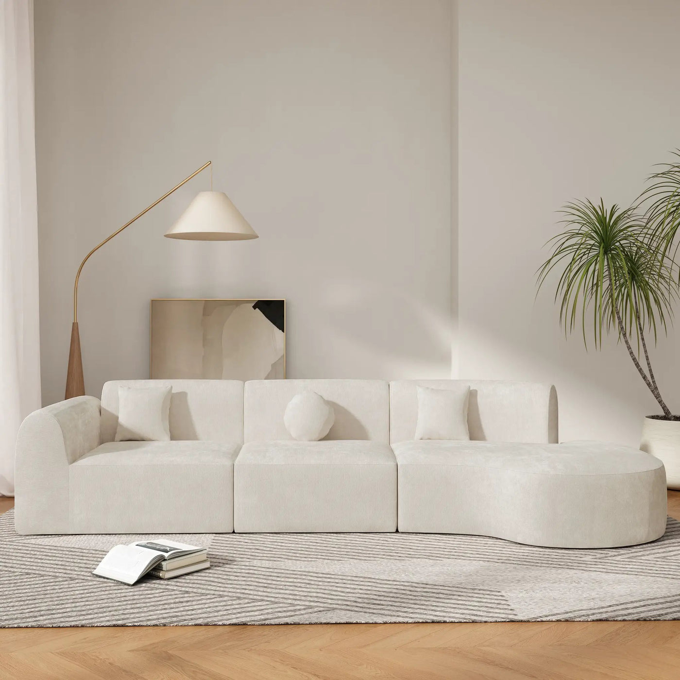 140" Modern Curved Sectional Sofa with Chaise Lounge by HouseOfZazla