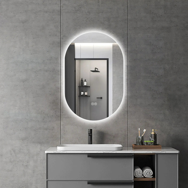 Smart Wall Mounted LED Touch Screen Mirror With Anti-Fog Function And Adjustable Lighting by Unique Piece Furniture