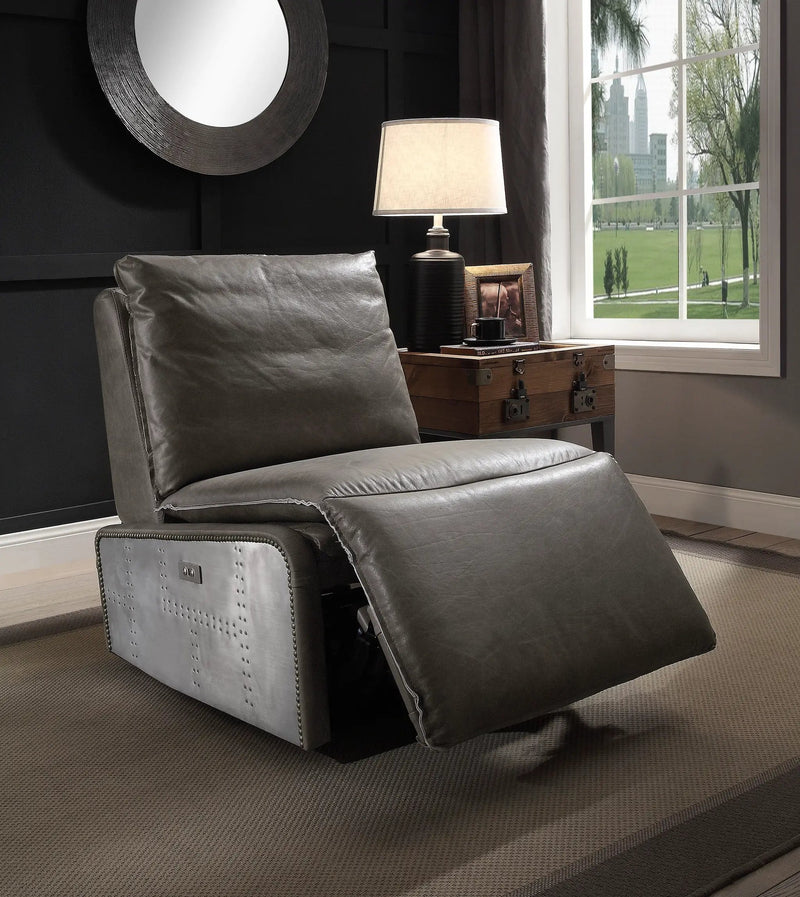 Metier - Power Motion Recliner - Gray / Aluminum by Unique Piece Furniture