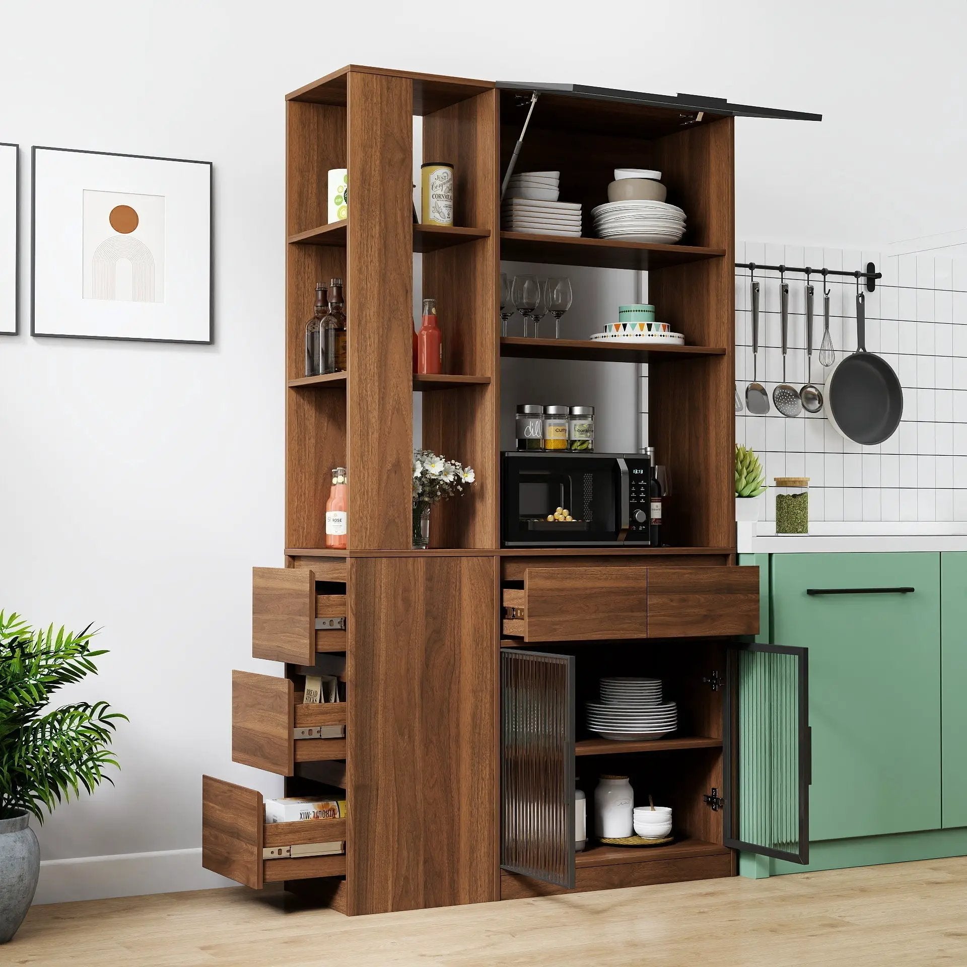 70.87"H Tall Storage Cabinet with Multi-Functional Storage Space by HouseOfZazla
