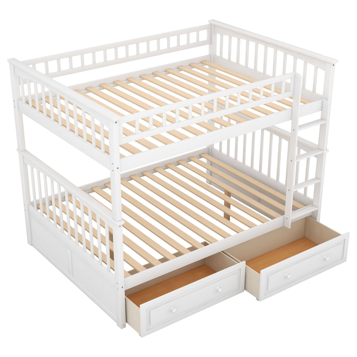 Convertible Bunk Bed With Drawers - Solid Wood with Storage - White, Dark Brown or Dark Gray, photo 4 of 40