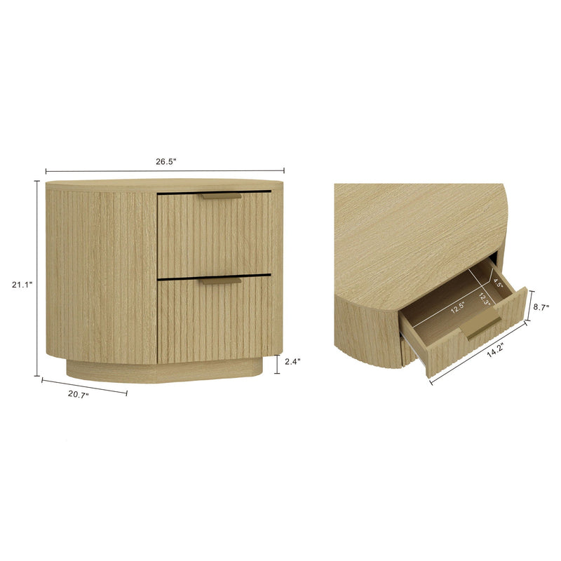 Olivia - Nightstand & 2 Drawers - Oak by HouseOfZazla