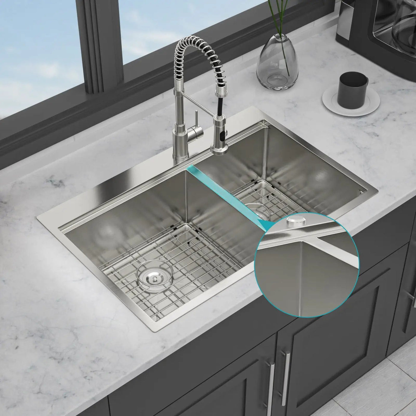 Topmount Drop In Kitchen Sink With Double Bowl Design by HouseOfZazla