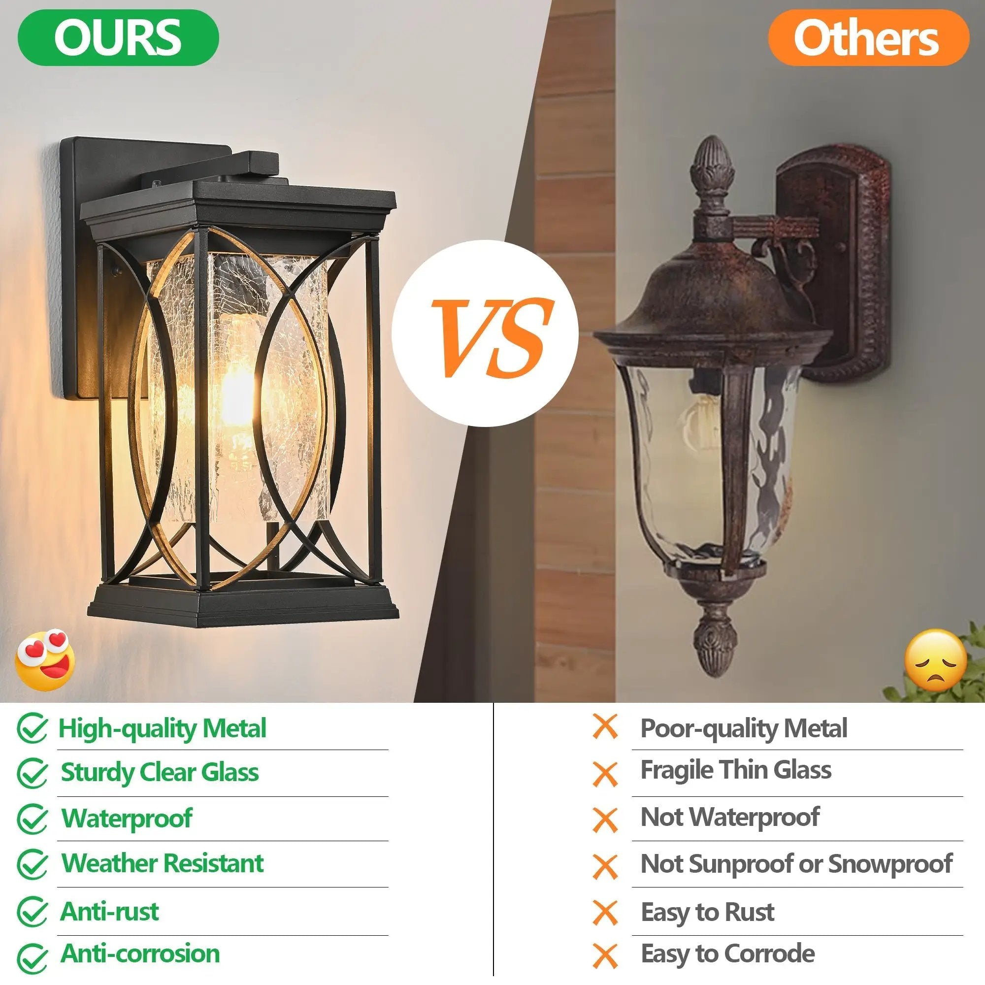 14'(H) Black Outdoor Wall Lantern with Crackled Glass by HouseOfZazla