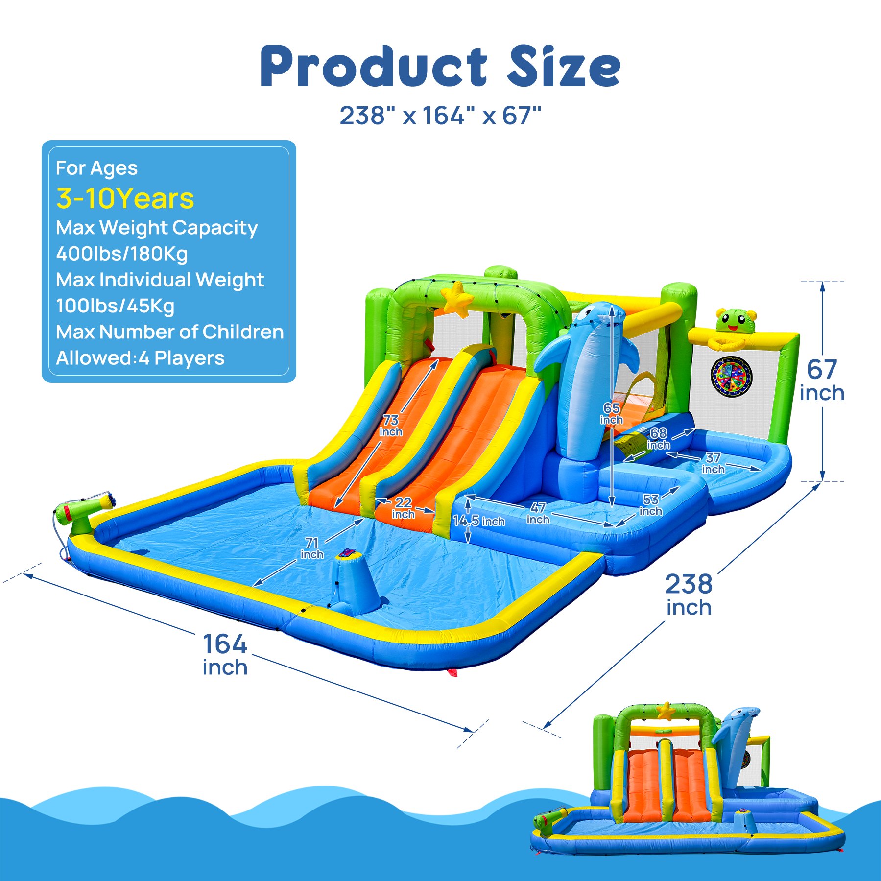 9-in-1 Inflatable Bounce House with Water Features for Kids by HouseOfZazla