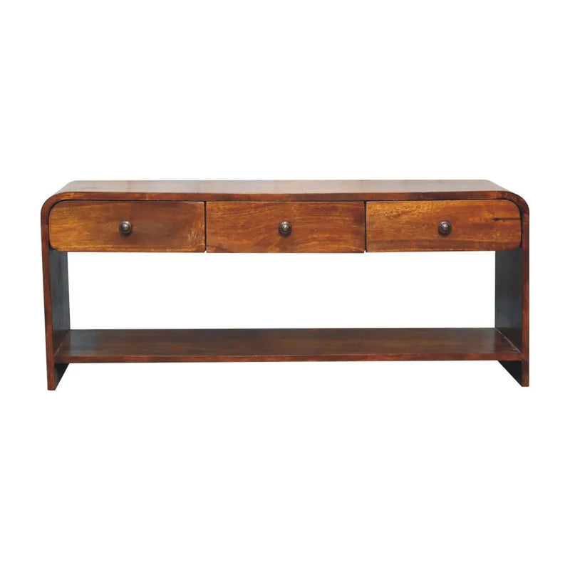 Solid Wood Aspen Slim Media Unit, 3-Drawers, Open Slot by HouseOfZazla