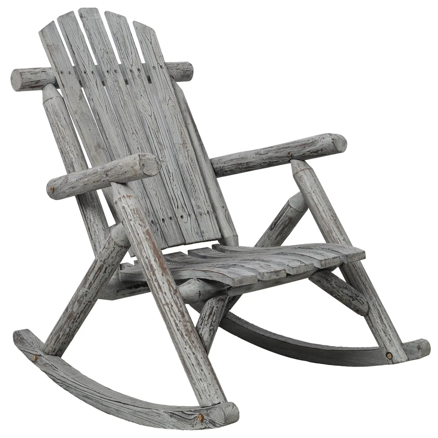 Durable Wooden Porch Rocker, Fir Log Rocking Chair by HouseOfZazla