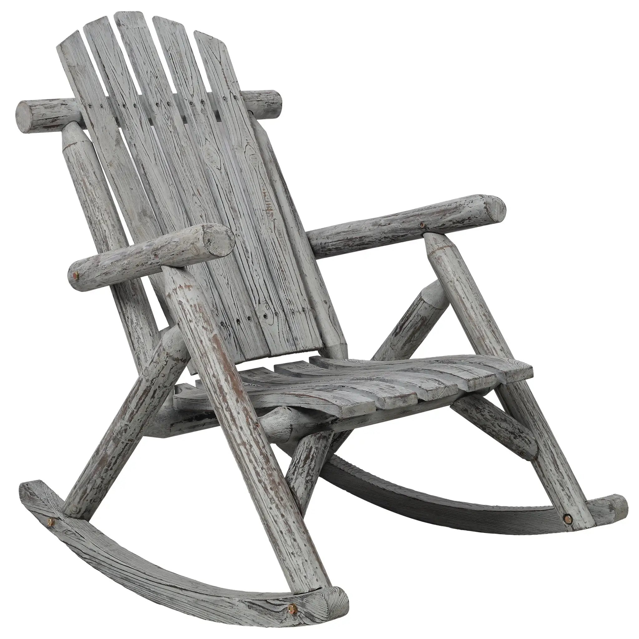 Durable Wooden Porch Rocker, Fir Log Rocking Chair by HouseOfZazla