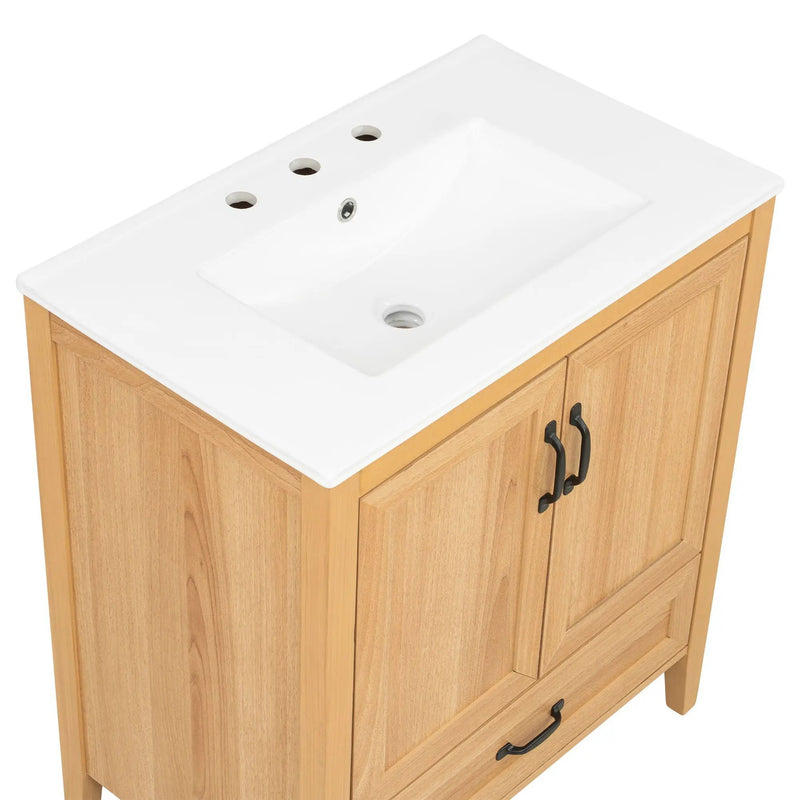 Elegant Fluted Bathroom Vanity With Sink, Soft Close Doors & Drawer by HouseOfZazla