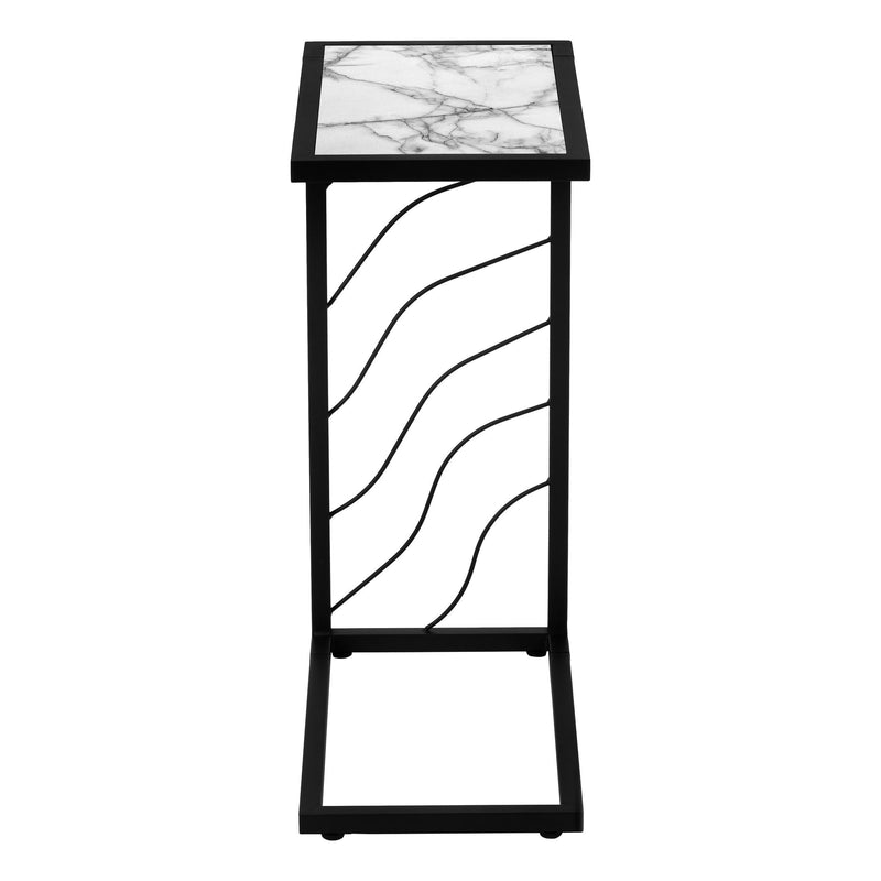 White C-Shaped Accent Table with Metal Frame - Contemporary Side Table, photo 2 of 4