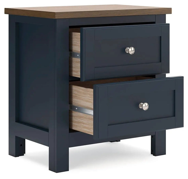 Landocken - Two Drawer Night Stand - Brown / Blue by Unique Piece Furniture