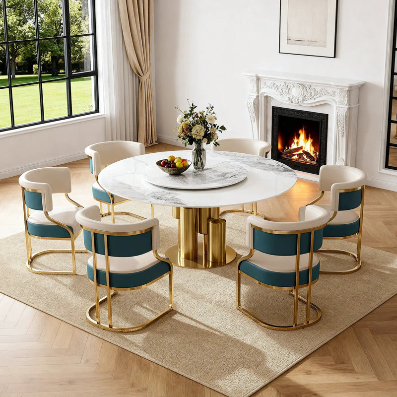 59" Round Sintered Stone Dining Table Set by HouseOfZazla