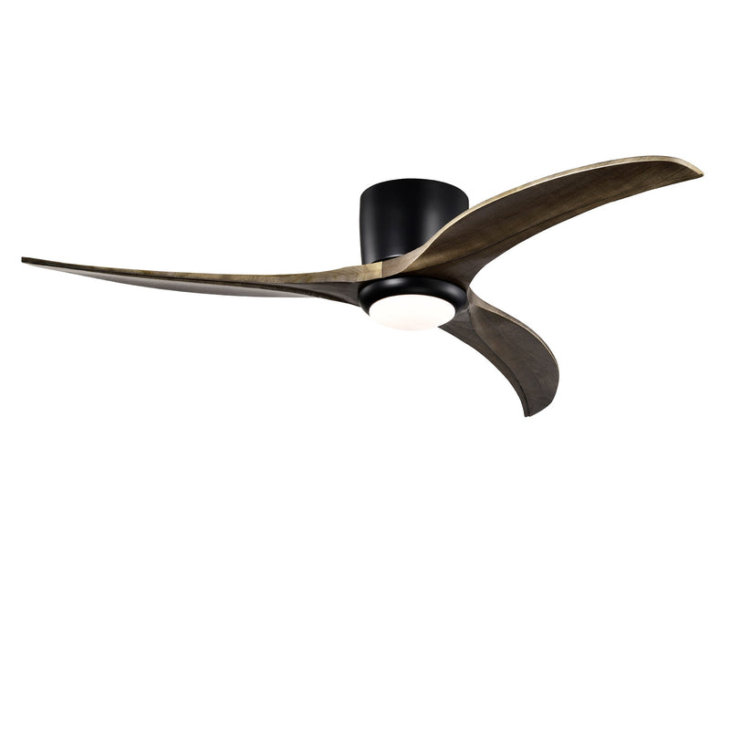 52" Flush Mount Solid Wood Blades Ceiling Fan with Lights and Remote Control by HouseOfZazla