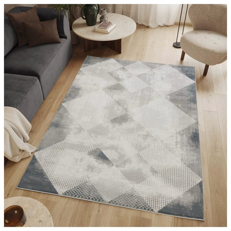 Geometrix - 5'3" X 7'3" Area Rug With Geometric, 3D Effect - Gray / Ivory by HouseOfZazla